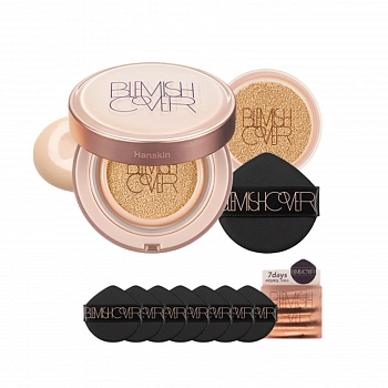 Маскирующий кушон с сияющим финишем + Паффы 01 Blemish Cover Conceal Cushion (Glow) + Puff Set 01